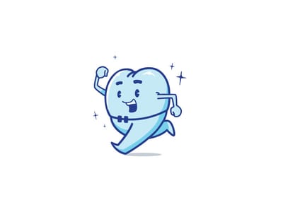 藍色快樂的牙齒logo設計