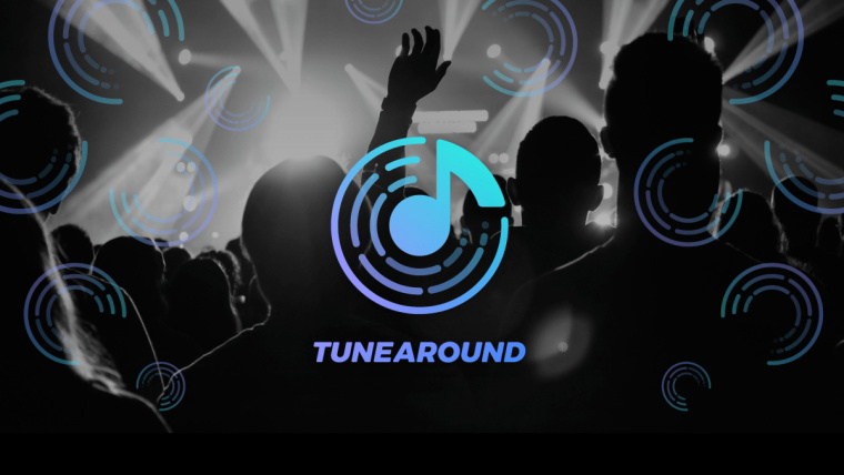 Tunearound 音樂APP品牌logo設計-圓形+聲波+音符