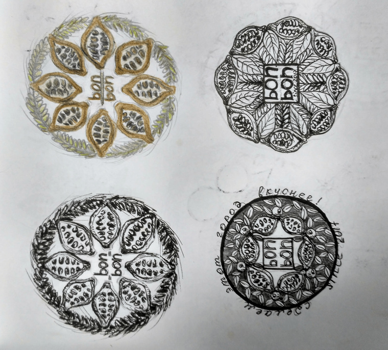 食物花卉圖案徽標(biāo)風(fēng)格 BonBon 咖啡廳餐廳標(biāo)志設(shè)計(jì)VI形象設(shè)計(jì)欣賞