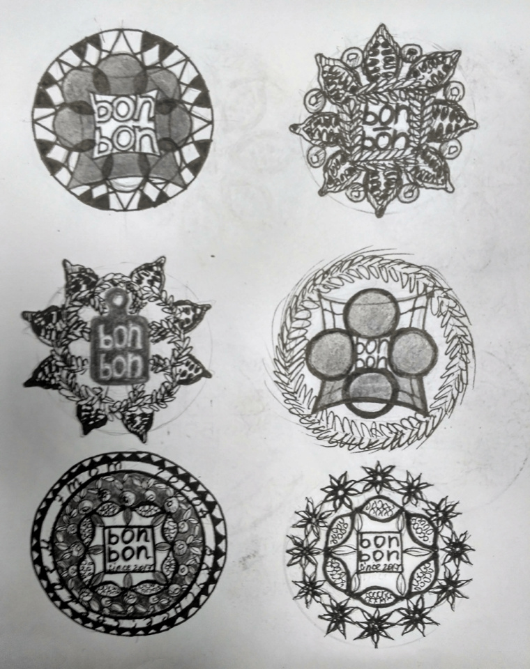 食物花卉圖案徽標(biāo)風(fēng)格 BonBon 咖啡廳餐廳標(biāo)志設(shè)計(jì)VI形象設(shè)計(jì)欣賞