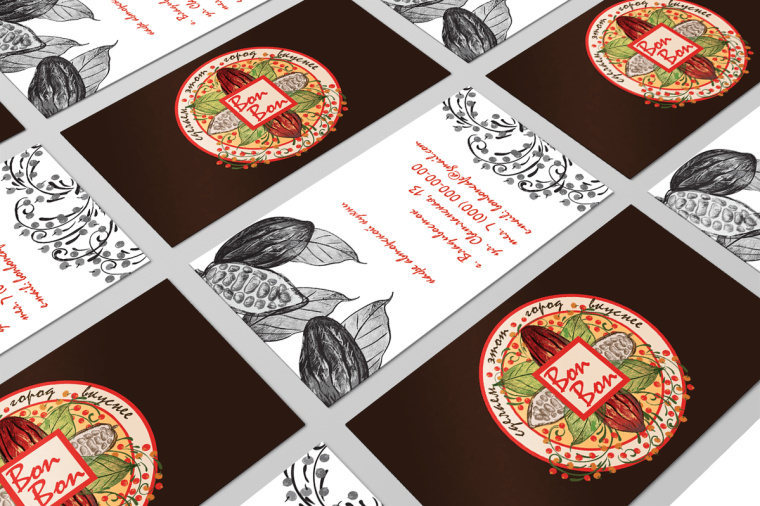 食物花卉圖案徽標(biāo)風(fēng)格 BonBon 咖啡廳餐廳標(biāo)志設(shè)計(jì)VI形象設(shè)計(jì)欣賞