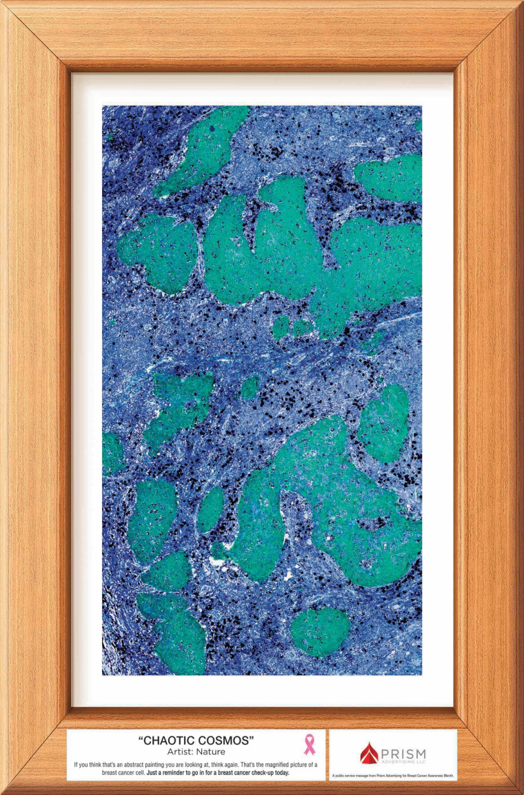 棱鏡廣告公司為乳腺癌公益宣傳月設計的“抽象藝術風”創意海報賞析-混沌宇宙