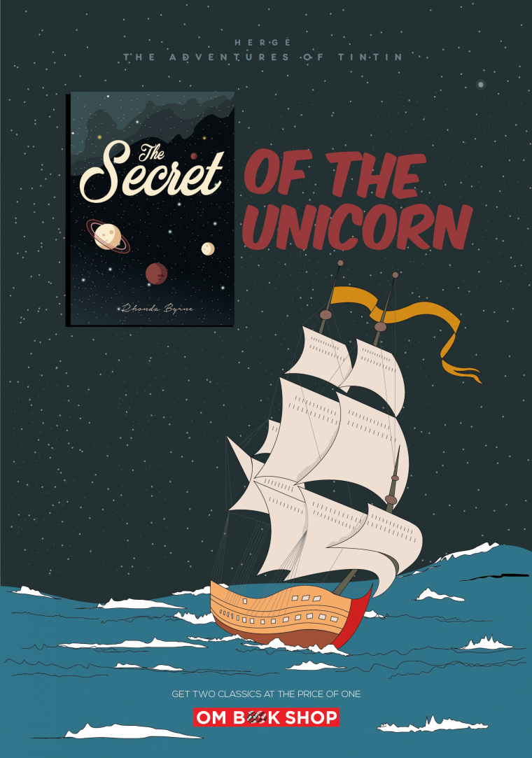 印度奧美廣告公司為OM 書店設計的書籍半價促銷平面廣告-獨角獸的秘密