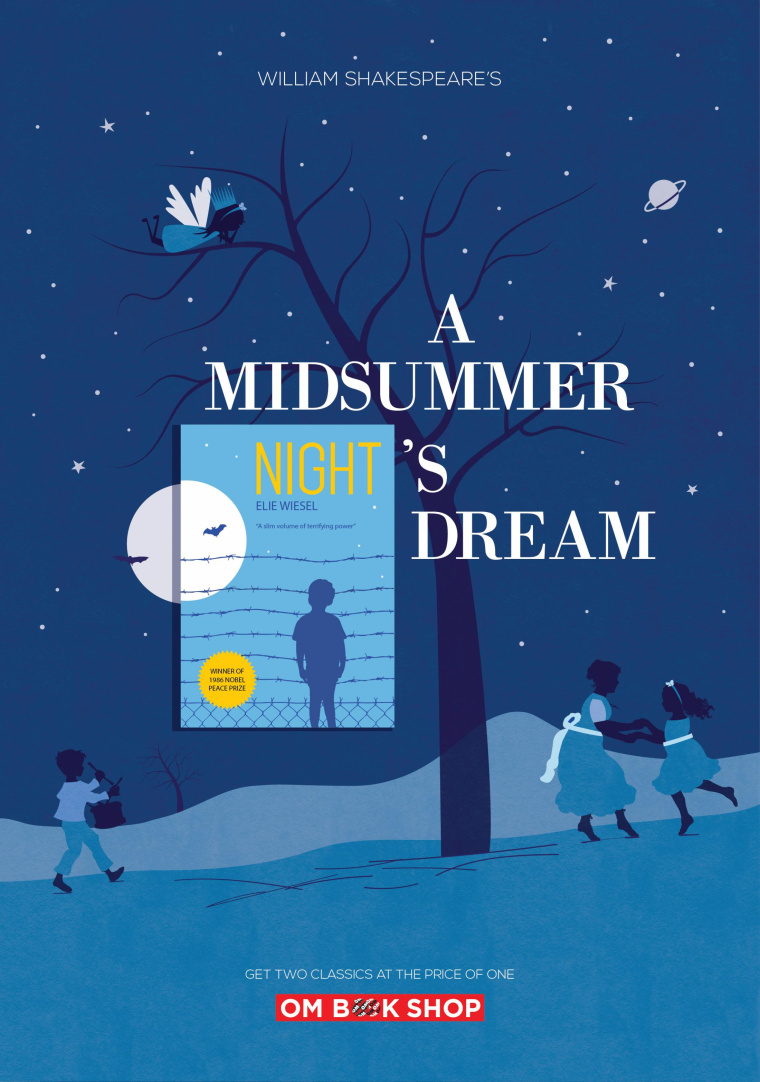 印度奧美廣告公司為OM 書店設計的書籍半價促銷平面廣告-仲夏夜之夢