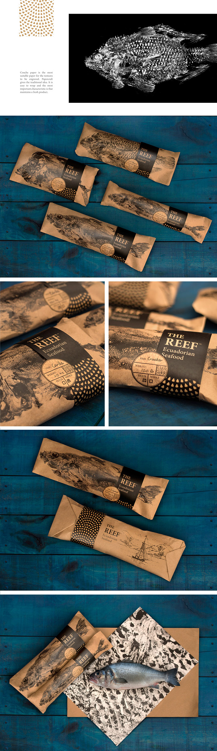 通過拓印設計的Reef 品牌海魚海鮮產品包裝設計欣賞-上海包裝設計公司