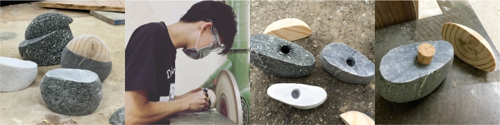 日式溫泉浴粉創意包裝設計造型設計——石材與木材的結合