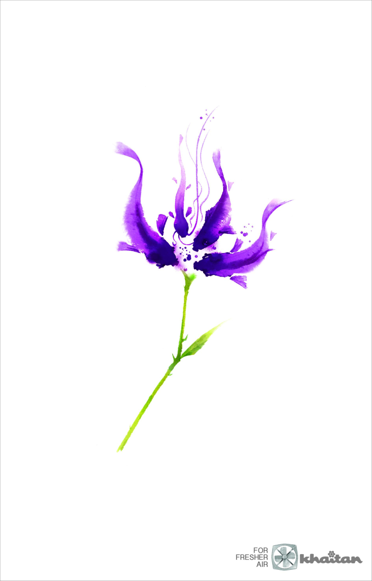 印度Khaitan排氣扇平面創(chuàng)意廣告“水墨花”魚篇-上海品牌設(shè)計(jì)公司