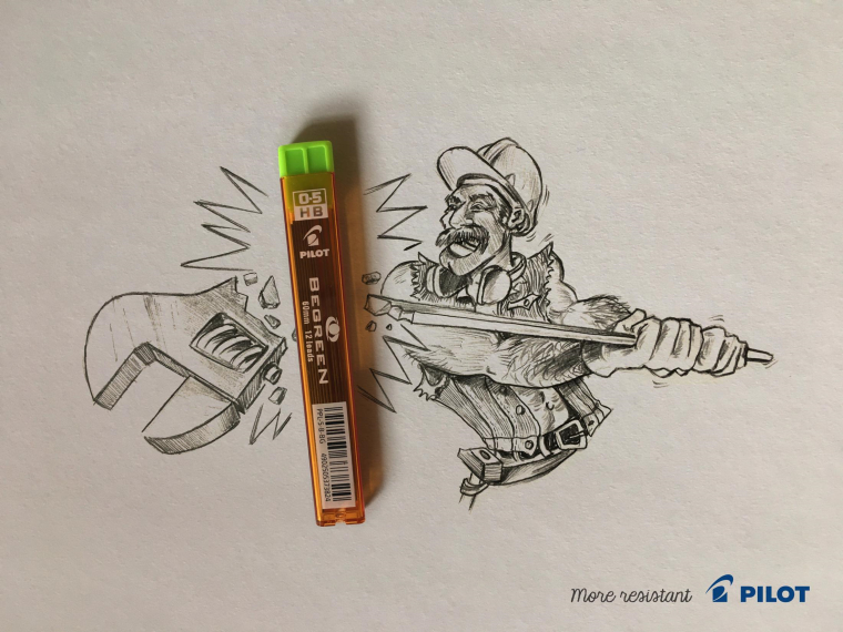 Pilot自動鉛筆芯文具平面創意廣告“更加堅固”篇-上海品牌設計公司