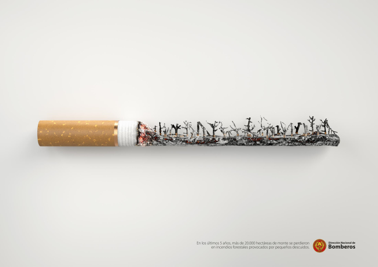烏拉圭消防局預防火災平面創意公益廣告“香煙灰燼”篇-上海廣告設計公司分享