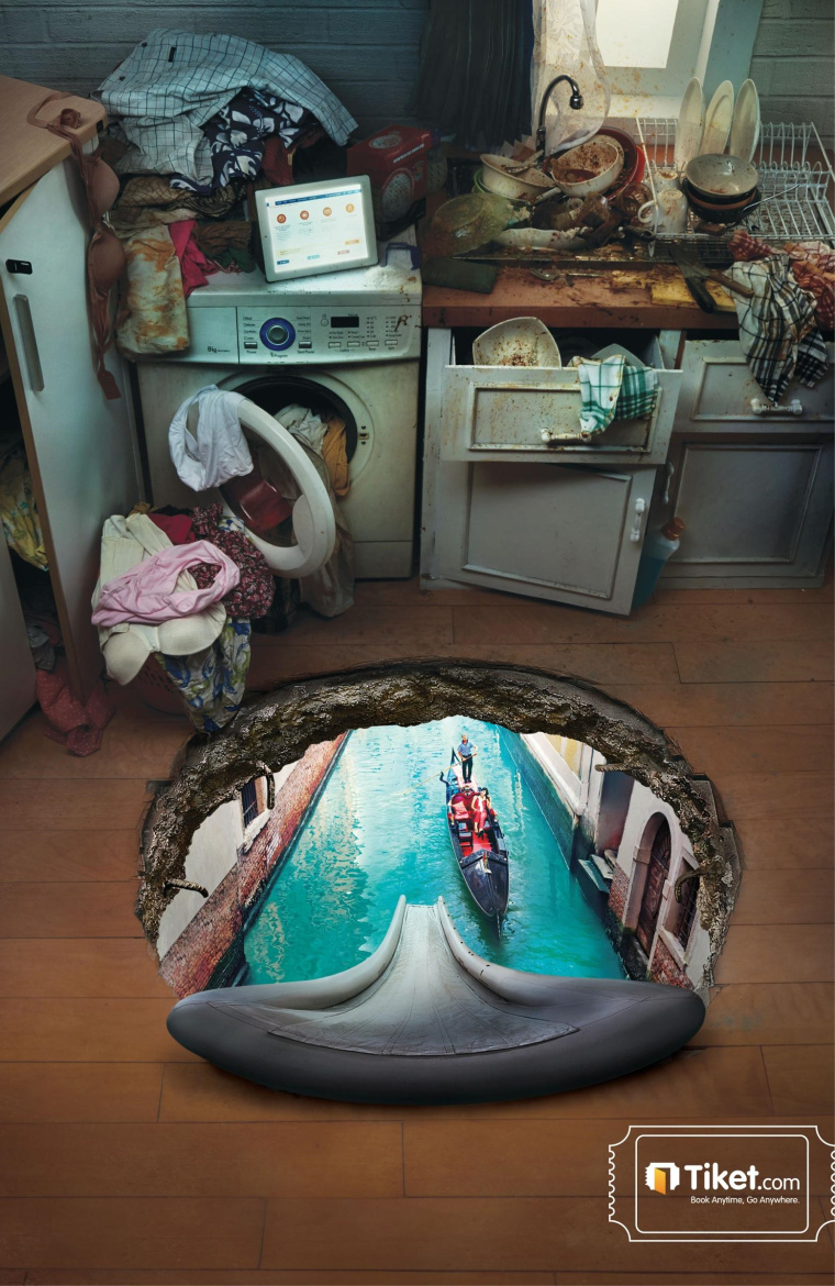  印尼機票訂購網平面創意廣告“地洞篇”-上海品牌策劃設計公司