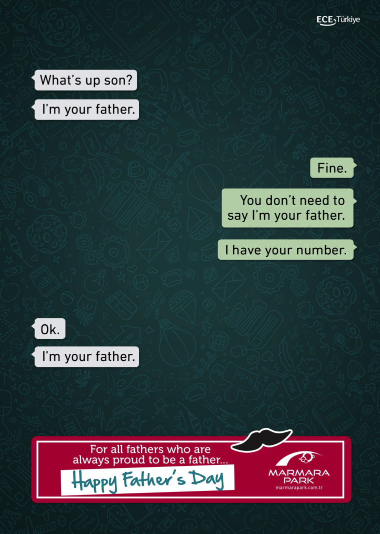 土耳其Marmara Park購物應(yīng)用程序父親節(jié)平面創(chuàng)意廣告聊天記錄“自豪”篇-上海品牌策劃公司