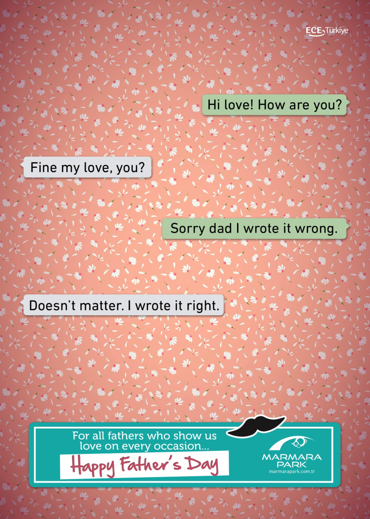 土耳其Marmara Park購物應(yīng)用程序父親節(jié)平面創(chuàng)意廣告聊天記錄“愛”篇-上海品牌策劃公司