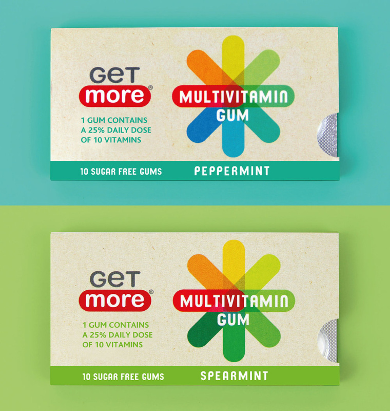 Get More 品牌多彩系列維生素口香糖包裝設計-上海包裝設計公司