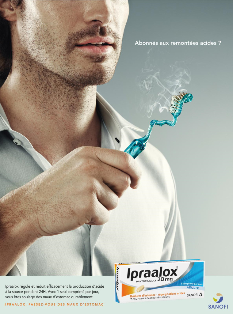 醫藥創意廣告欣賞：Ipraalox胃藥平面創意廣告設計-牙刷篇