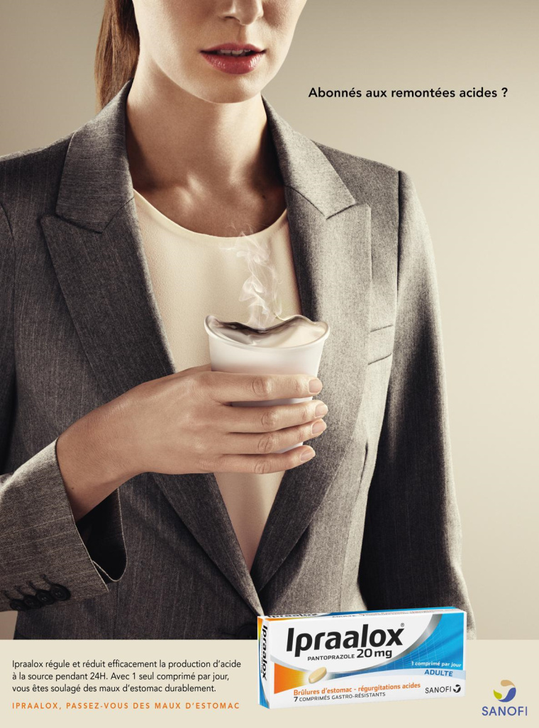 醫藥創意廣告欣賞：Ipraalox胃藥平面創意廣告設計-杯子篇