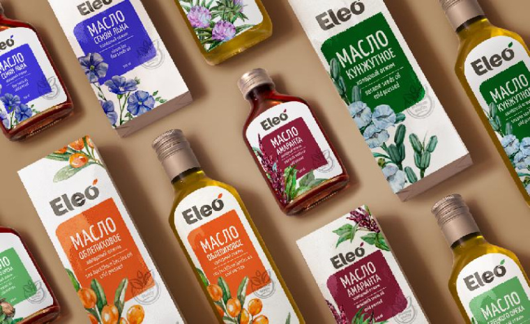 上海包裝設(shè)計(jì)公司尚略分享：Eleo 瓶裝植物油食用油包裝設(shè)計(jì)植物插畫(huà)版