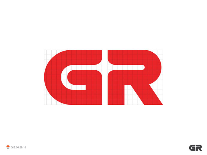 上海logo設計公司分享：40個創意純英文字母文字logo設計-GR字母組合logo