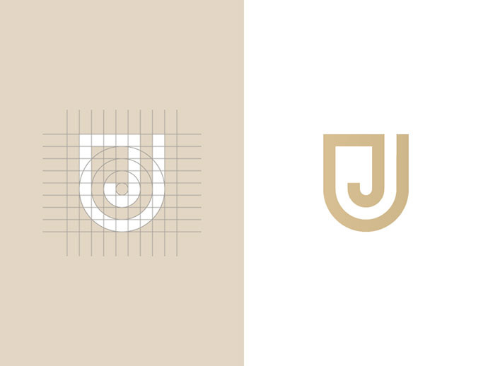 上海logo設計公司分享：40個創意純英文字母文字logo設計-字母J +盾牌logo