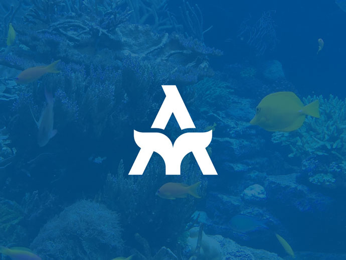 上海logo設計公司分享：2017年40個令人驚奇的Logo設計圖片欣賞-字母A+魚尾巴的創意水族館logo