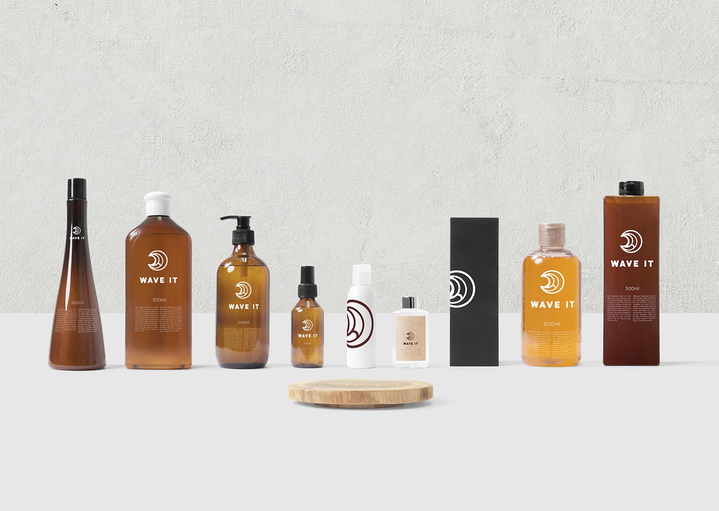 Wave It 頭發(fā)護(hù)理產(chǎn)品品牌發(fā)型品牌抽象波形寫意logo設(shè)計(jì)品牌VI形象設(shè)計(jì)