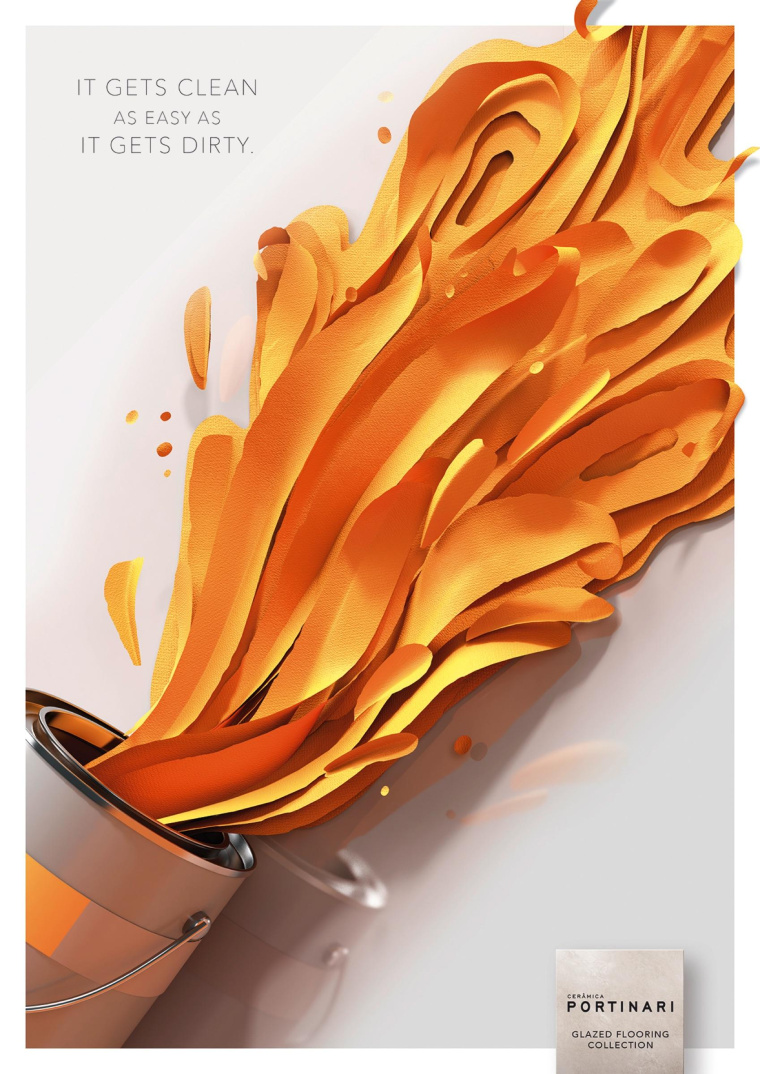 Portinari 瓷磚平面廣告創意設計污漬篇-上海建材平面廣告策劃設計公司