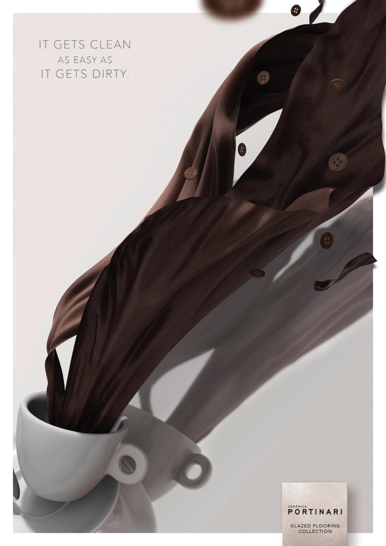 Portinari 瓷磚平面廣告創意設計污漬篇-上海建材平面廣告策劃設計公司