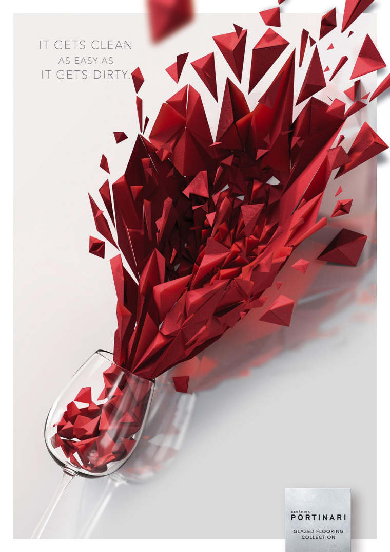 Portinari 瓷磚平面廣告創意設計污漬篇-上海建材平面廣告策劃設計公司