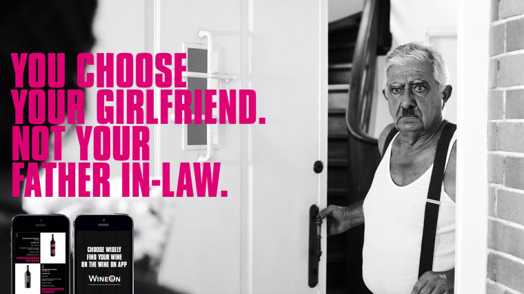 Wine On 葡萄酒網站平面廣告創意設計欣賞“尖叫文案-岳父”篇-上海廣告營銷創意策劃設計公司