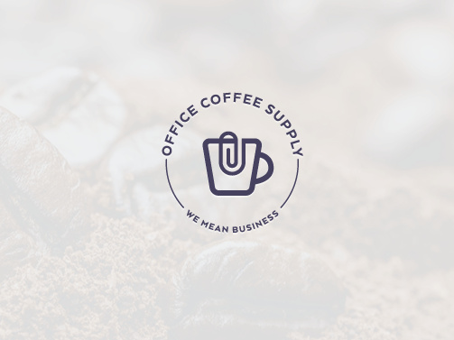 Office Coffee Supply辦公室首選咖啡-徽標logo設計中使用回形針和咖啡杯的連接