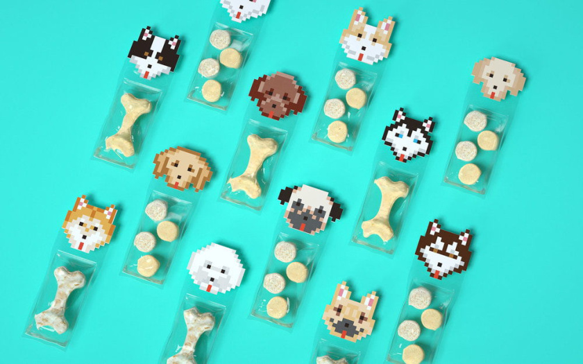 Nonda寵物店商品品牌包裝設(shè)計(jì)，馬賽克寵物插畫風(fēng)格