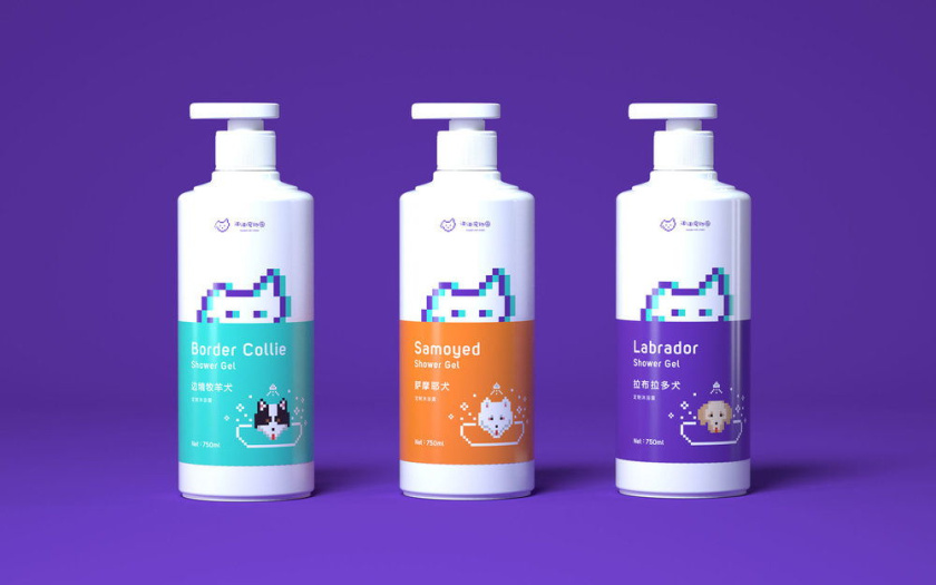 Nonda寵物店商品品牌包裝設(shè)計(jì)，馬賽克寵物插畫風(fēng)格