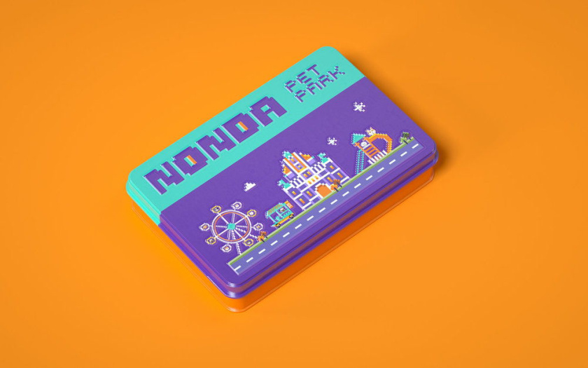 Nonda寵物店商品品牌包裝設(shè)計(jì)，馬賽克寵物插畫風(fēng)格