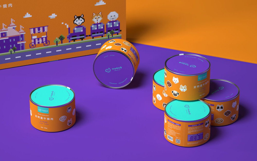 Nonda寵物店商品品牌包裝設(shè)計(jì)，馬賽克寵物插畫風(fēng)格