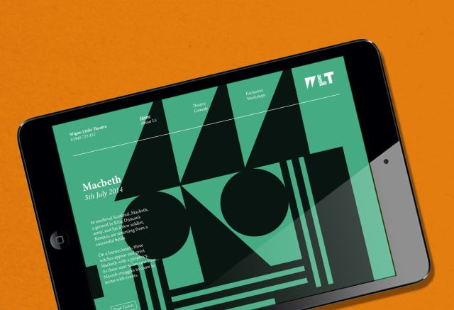 可變的動態logo設計-平板電腦上的劇院徽標logo變化