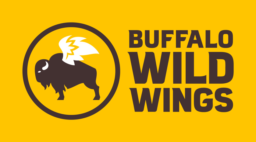 Buffalo Wild Wings體育酒吧新logo設計，帶翅膀的水牛形象