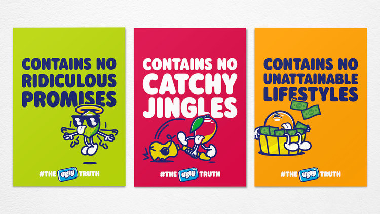 動漫插畫風格Ugly蘇打水飲料包裝設計，不僅僅是飲料，而是一種生活方式