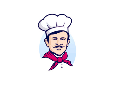 戴圍巾的廚師logo設計