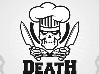 拿刀的骷髏廚師logo設計