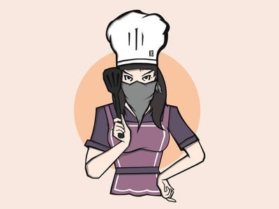 圓圈加強盜的廚師logo設計