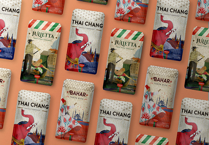 Novarroz 優質水稻大米包裝設計“異國民俗風情插畫版”