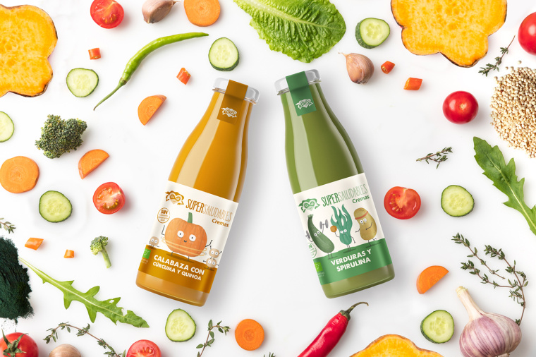 全新生態面霜系列SuperSaludables包裝設計，柔和的顏色來代表“生物”的美學