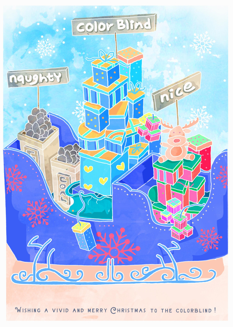 讓色盲人在圣誕節(jié)不會感到被遺忘系列公益平面廣告創(chuàng)意賞析
