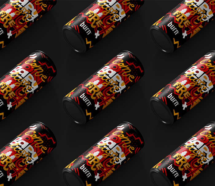 burn 能量飲料包裝設計,看不懂的包裝設計,只覺得挺前衛時尚酷,充滿激情