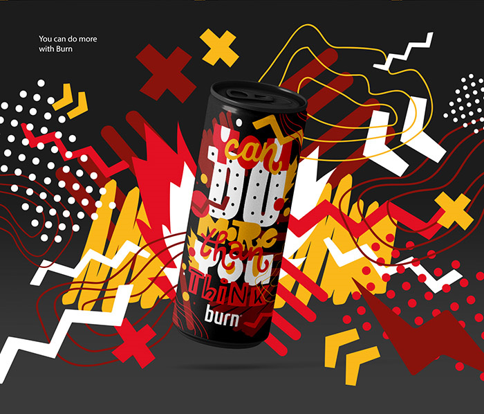 burn 能量飲料包裝設計,看不懂的包裝設計,只覺得挺前衛時尚酷,充滿激情