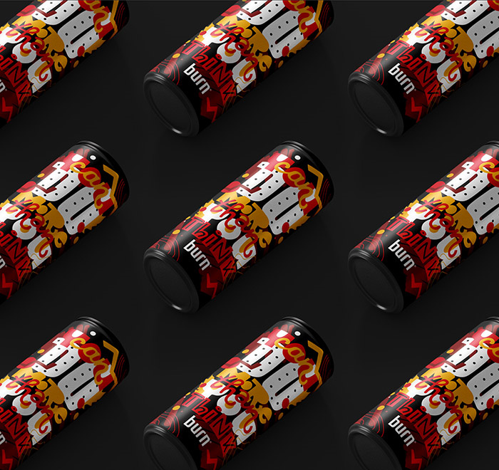 burn 能量飲料包裝設計,看不懂的包裝設計,只覺得挺前衛時尚酷,充滿激情
