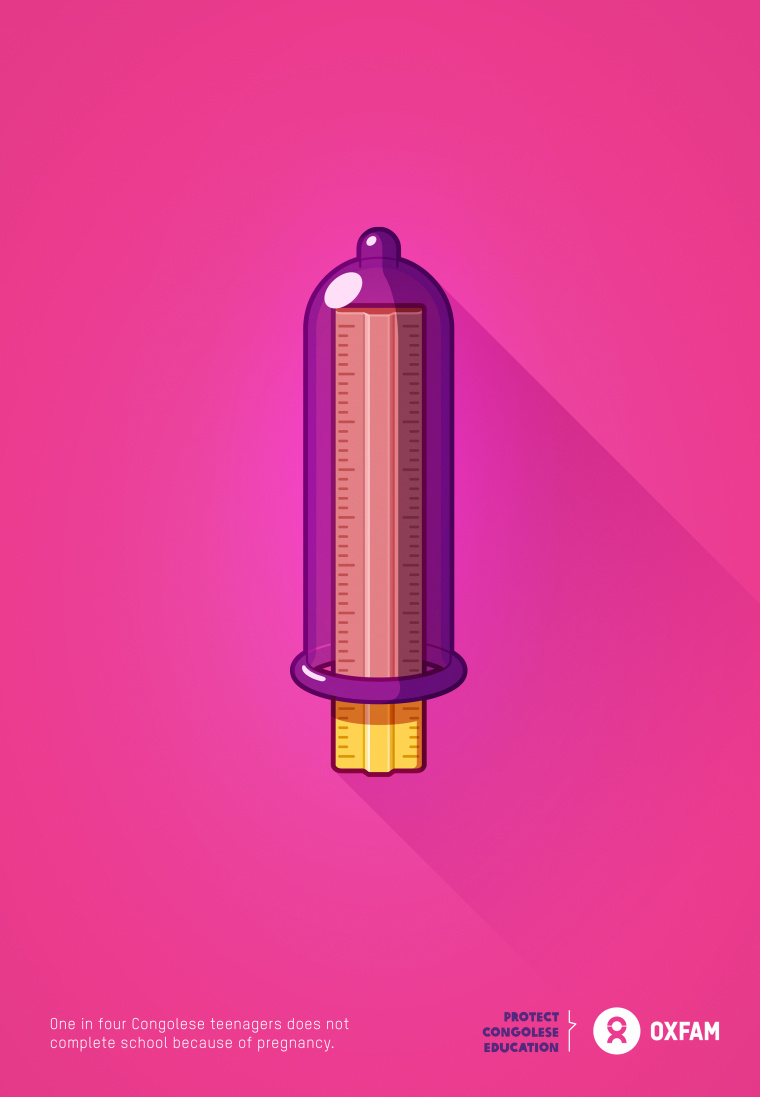 Oxfam樂施會關愛婦女公益創意平面廣告“避孕套，關愛女性未來”-上海廣告設計公司