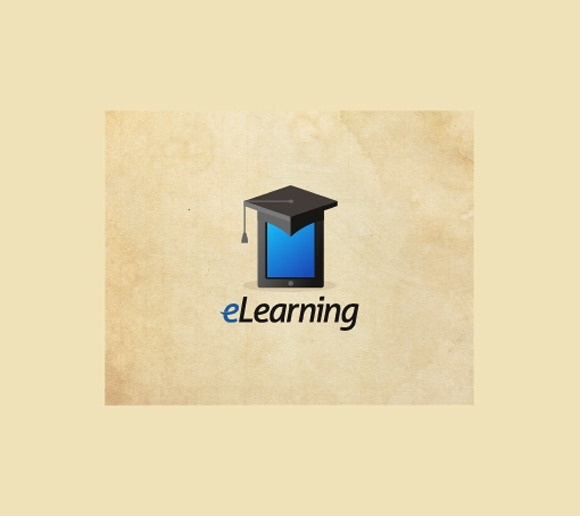 學士帽與平板電腦結(jié)合的教育標志設計-上海標志設計公司欣賞