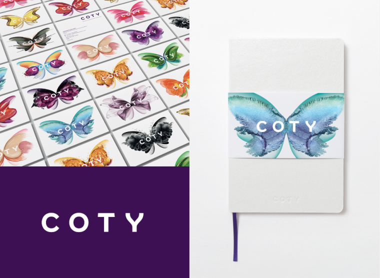 美麗的全球挑戰者COTY美容公司蝴蝶插圖品牌形象策劃設計