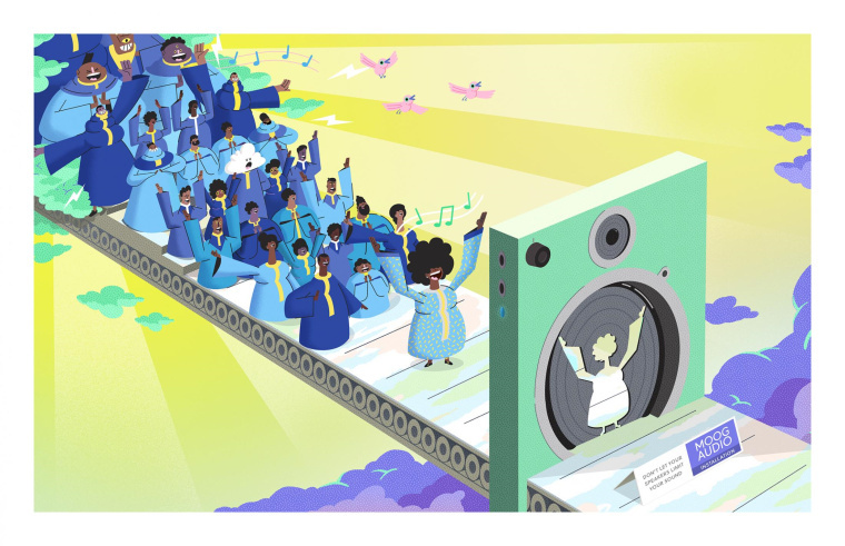 Moog 高端音箱音響設備創意平面廣告設計“濾除雜音篇”