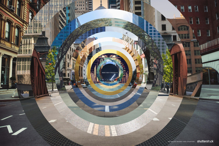 Shutterstock 圖片網站平面創意廣告設計，運用幾何圖形設計的平面廣告-圓形